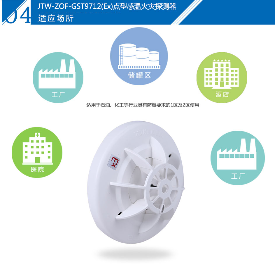 JTW-ZOF-GST9712(EX)點(diǎn)型感溫火災(zāi)探測(cè)器產(chǎn)品應(yīng)用場所